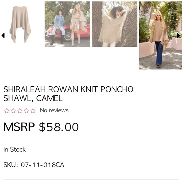 New! Classy neutral knit Shiraleah Camel Rowan Poncho sweater open tan NWT - Picture 9 of 10